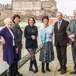 L to R: Elizabeth Laird, Louise Richardson, Kirsty Wark, Duchess of Buccleuch, Duke of Buccleuch, Alistair Moffat, Jonathan Tweedie